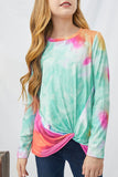 Tie Dyed Twist Knot Girl's Long Sleeve Top