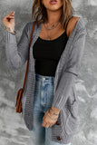 Gray Front Pocket and Buttons Closure Cardigan