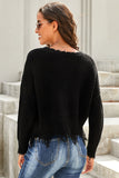 Tainted Love Cotton Distressed Sweater