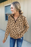 Warm Quarter Zip Leopard Sweatshirt