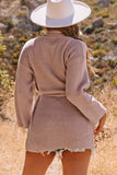 Robe Style Rib Knit Pocketed Cardigan with Belt