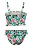 Cute Floral Patterned Smocked Bikini