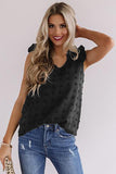 Swiss Dot Woven Sleeveless Top With Ruffled Straps