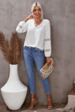 Deep V Neck Crochet Hollow-out Blouse