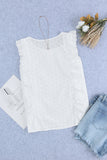 White Eyelet Pattern Ruffle Tank Top