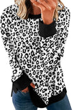 Leopard Pullover Sweatshirt with Slits