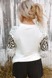 Wonderful Christmas Season Leopard Graphic Long Sleeve Top