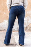 Blue High Rise Buttoned Flared Jeans