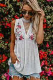 Embroidered Crochet Babydoll Tank