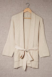 Robe Style Rib Knit Pocketed Cardigan with Belt