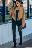 Cropped Fringe Faux Suede Jacket