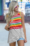 Striped Rainbow Color Sleeveless Tank Top