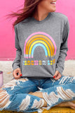 Rainbow Letter Print Crew Neck Graphic Sweatshirt