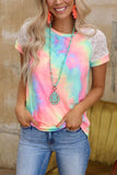 Bright Tie-dye Crochet Raglan Tee