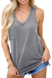 V Neck Racerback Tank Top with Pocket