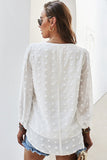 Swiss Dot Bubble Sleeve Blouse