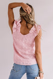 Swiss Dot Woven Sleeveless Top With Ruffled Straps