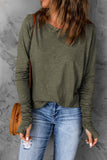 Crew Neck Thumb Hole Sleeve Top