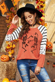 Halloween Skeletons Stripes Leopard Long Sleeve Top