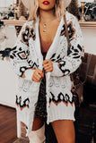 Tribal Pattern Hollowed Knit Long Cardigan