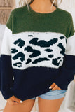 Color Block Leopard Splicing Sweater