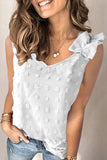 Swiss Dot Woven Sleeveless Top With Ruffled Straps