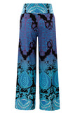 Aqua and Purple Printed Palazzo Pants