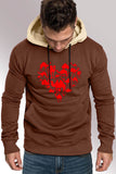 Valentine Love Heart Print Color Block Men's Pullover Hoodie