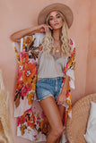 Multicolor Kimono Sleeve Floral Print Graceful Cover Up