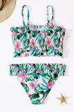 Cute Floral Patterned Smocked Bikini