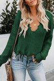 Green Tainted Love Cotton Distressed Sweater