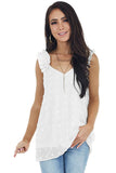 Swiss Dot Woven Sleeveless Top With Ruffled Straps