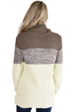 Cowl Neck Color Blocked Sweater