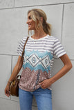 Striped Aztec Dotted Mixed Prints Tee