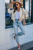 Cropped Fringe Faux Suede Jacket