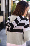 Striped Color Block Drawstring Hoodie