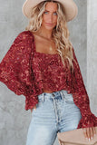 Square Neck Floral Crop Blouse