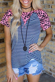 Leopard Navy Stripe Fashion Top