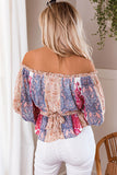 Multicolor Bohemian Floral Print Off Shoulder Blouse