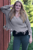 Tainted Love Cotton Distressed Sweater