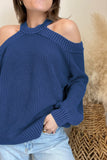 Cool Breeze Cotton Cold Shoulder Sweater