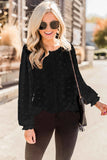 Polka Dot Lace Lantern Sleeve Blouse