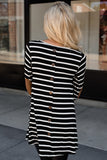 Stripe Elbow Patch Button Back Tunic Top