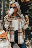 Button-up Pocket Long Sleeve Plaid Shacket