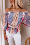 Multicolor Bohemian Floral Print Off Shoulder Blouse