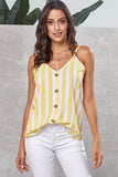 Button Up V Neck Strappy Shirt Cami Top