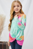 Tie Dyed Twist Knot Girl's Long Sleeve Top