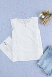 White Eyelet Pattern Ruffle Tank Top