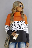 Turtleneck Splicing Chunky Knit Pullover Sweater