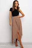 Fashion Print Side Slit Pleated Maxi Skirt